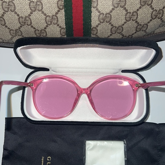 Authentic Gucci Sunglasses Barbie pink oversized round iconic celebrity retro 💕 - Picture 10 of 17